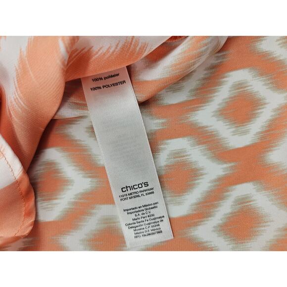 Chicos ikat orange southwestern style button up Lightweight top sz 1 (M) medium - Picture 5 of 7